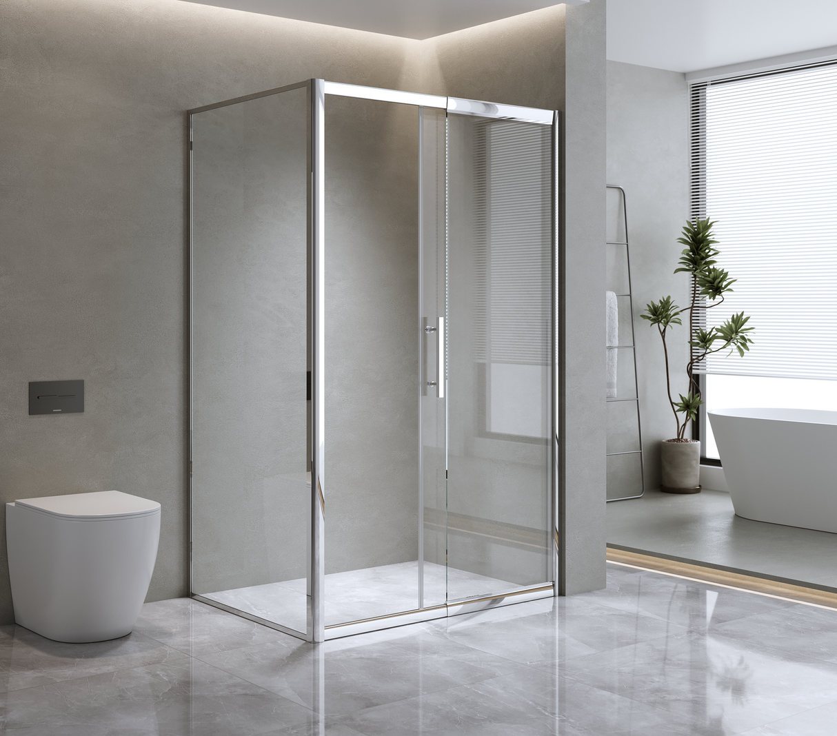 150mm Adjustable (2000x800mm) Single Door Corner Sliding Glass Shower Screen in Chrome