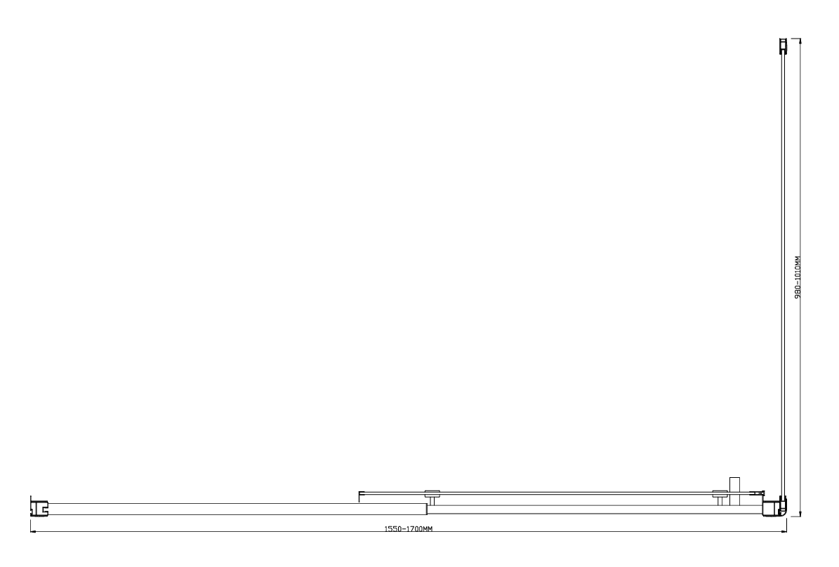 150mm Adjustable (1700x1010mm) Single Door Corner Sliding Glass Shower Screen in Chrome