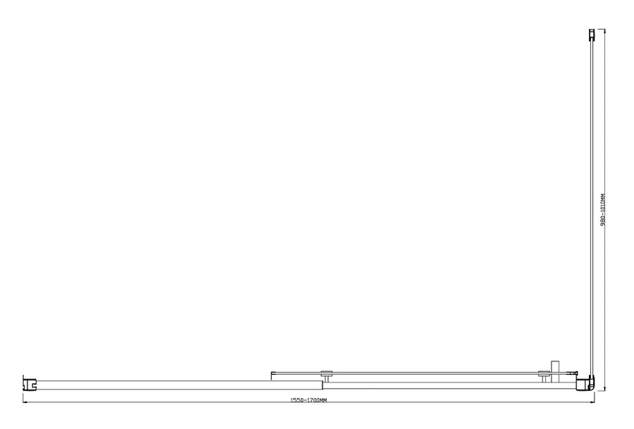 150mm Adjustable (1700x1010mm) Single Door Corner Sliding Glass Shower Screen in Chrome