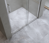 120-130cm Adjustable Wall to Wall Sliding Glass Shower Door in Chrome - Top-Down View