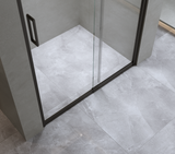 120-130cm Adjustable Wall to Wall Sliding Glass Shower Door in Black - Top-Down View
