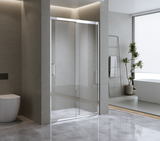 185-200cm Adjustable Wall to Wall Sliding Glass Shower Door in Chrome - Side View