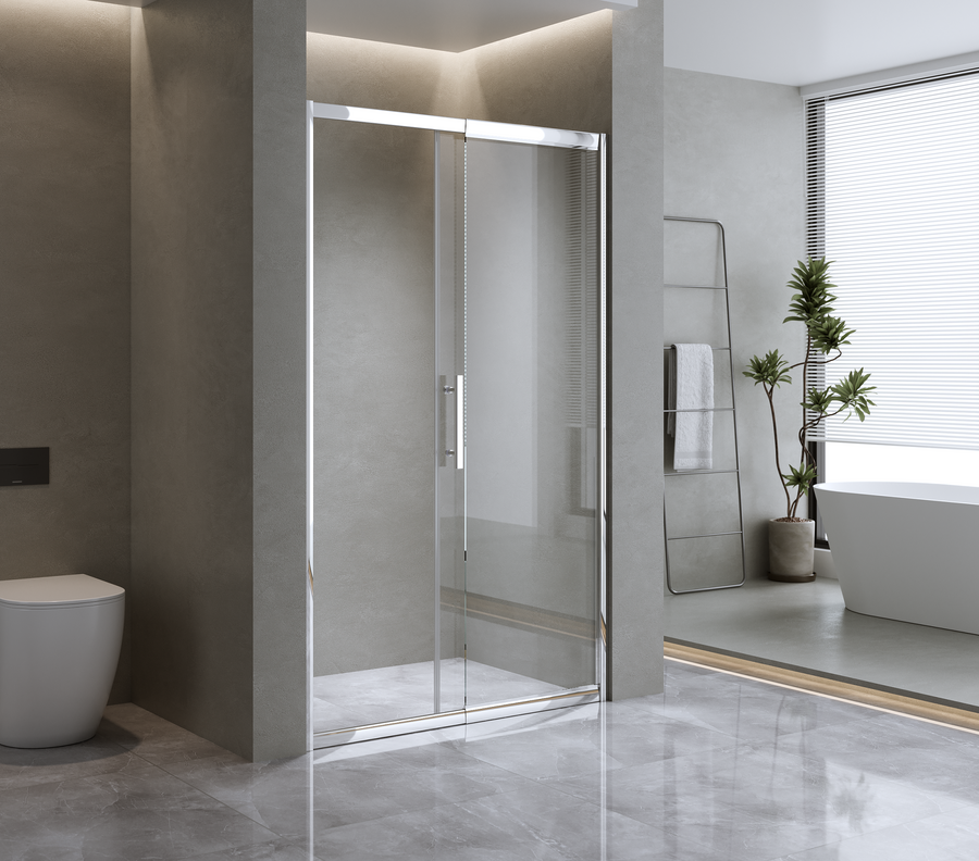 185-200cm Adjustable Wall to Wall Sliding Glass Shower Door in Chrome