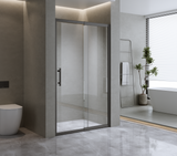 185-200cm Adjustable Wall to Wall Sliding Glass Shower Door in Black