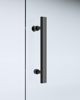 185-200cm Adjustable Wall to Wall Sliding Glass Shower Door in Black - Front View