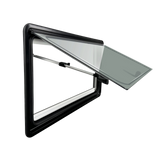 RV Caravan Camper Van Hinged Push Out Window Motorhome Exit Window 900mm x 500mm - 45-Degree Angle