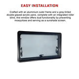 RV Caravan Camper Van Hinged Push Out Window Motorhome Exit Window 900mm x 500mm - Low Angle