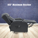 Lift Heated Leather Recliner Electric Massage Chair with USB port - Low Angle