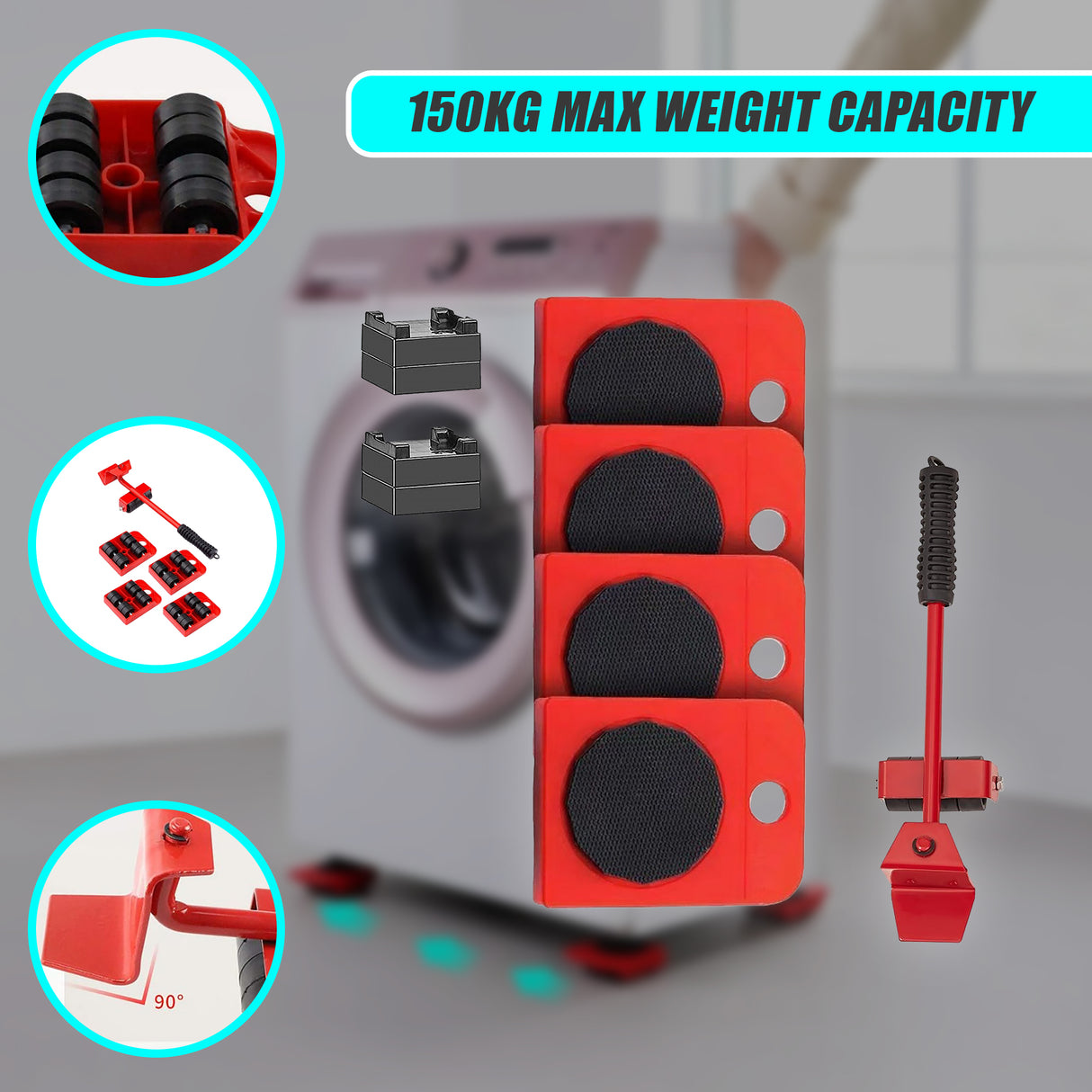 4 X All-purpose Dolly Plastic Heavy Duty Furniture Mover Slider Set