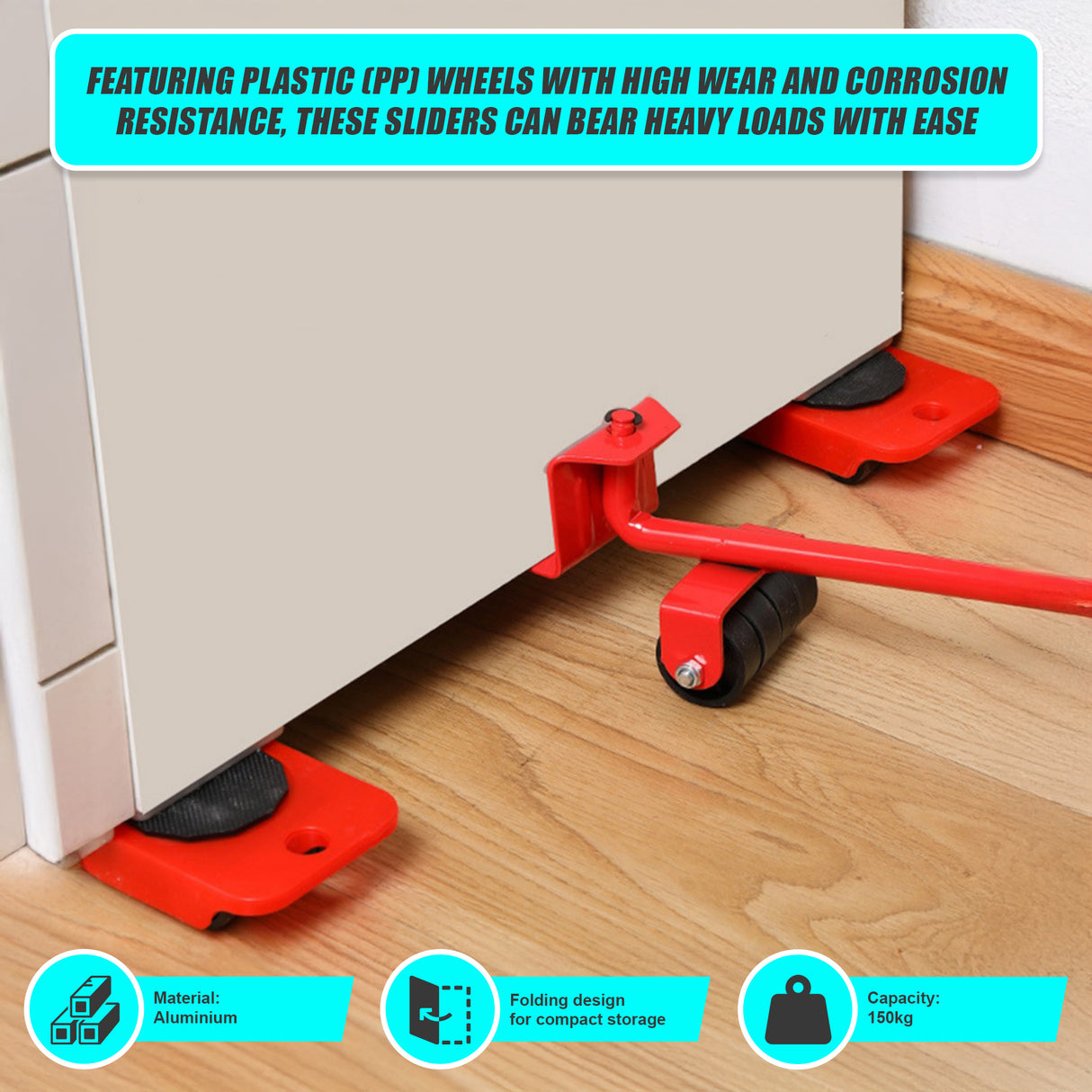 4 X All-purpose Dolly Plastic Heavy Duty Furniture Mover Slider Set