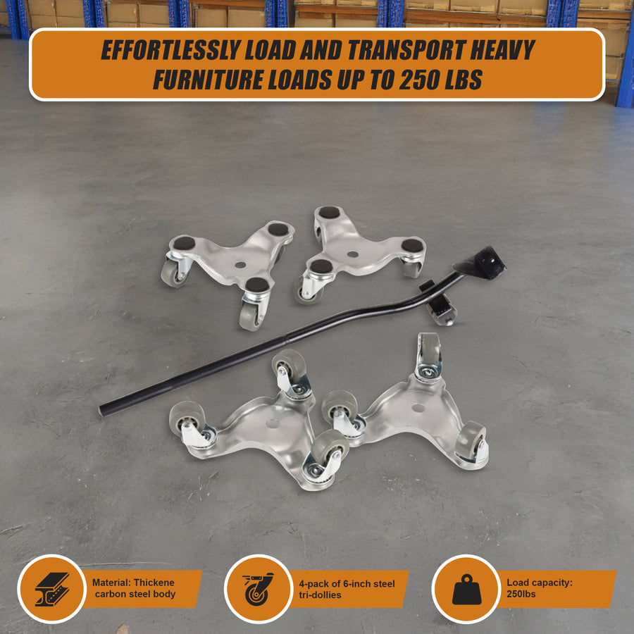 4 X All-purpose Dolly Metal Heavy Duty Furniture Mover Slider Set