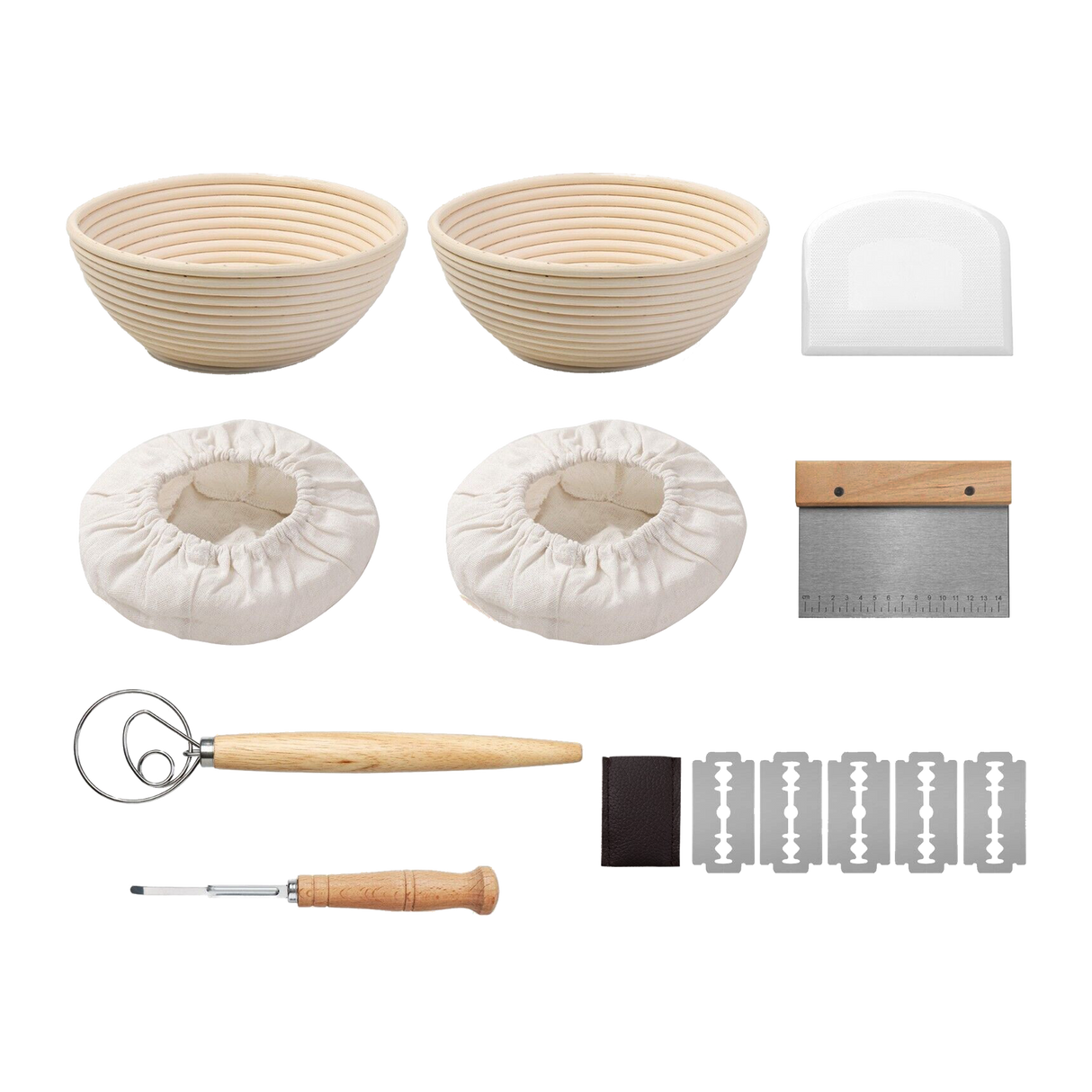 2 x 9" Sourdough Bread Proofing Set Bread Making Kit Round Bowls