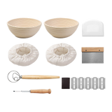 2 x 9" Sourdough Bread Proofing Set Bread Making Kit Round Bowls