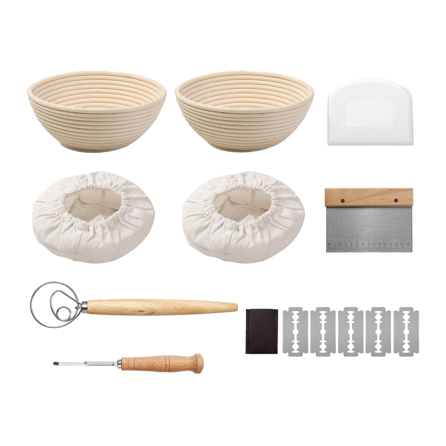 2 x 9" Sourdough Bread Proofing Set Bread Making Kit Round Bowls