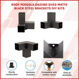 Roof Pergola Gazebo Shed Matte Black Steel Brackets DIY Kits - Side View