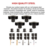 Roof Pergola Gazebo Shed Matte Black Steel Brackets DIY Kits - Extra Image