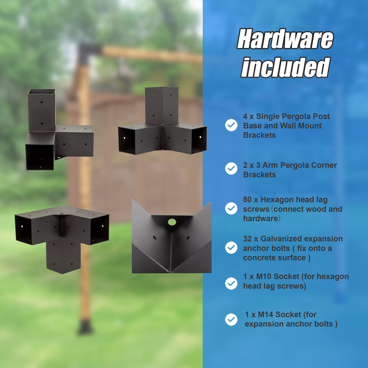 Roof Pergola Gazebo Shed Matte Black Steel Brackets DIY Kits