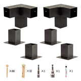 Roof Pergola Gazebo Shed Matte Black Steel Brackets DIY Kits - Rear View