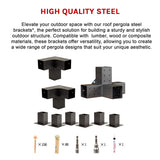 Roof Pergola Gazebo Shed Matte Black Steel Brackets DIY Kits - Extra Image