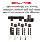 Roof Pergola Gazebo Shed Matte Black Steel Brackets DIY Kits - Extra Image