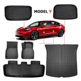 6 piece Tesla Model Y Floor Mats for Front and Rear Trunk Front Passenger and Driver Side - Extra Image
