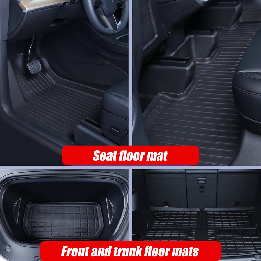 6 piece Tesla Model Y Floor Mats for Front and Rear Trunk Front Passenger and Driver Side