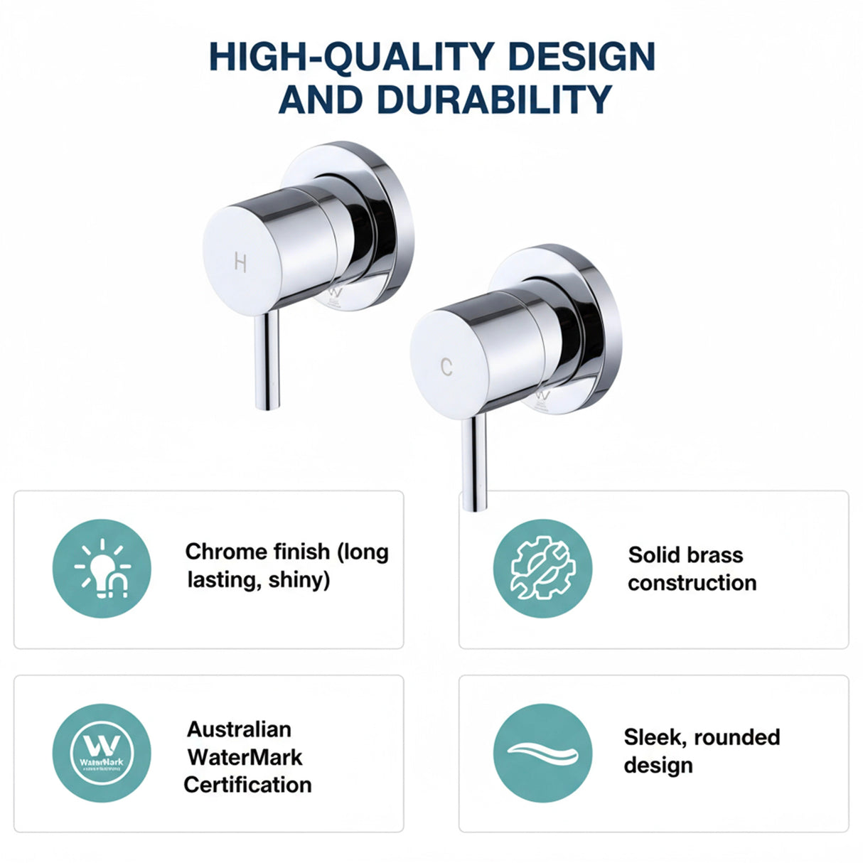 Bathroom Shower Bath Hot and Cold Mixer WATERMARK Certified in Chrome