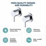 Bathroom Shower Bath Hot and Cold Mixer WATERMARK Certified in Chrome - Extra Image