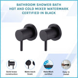 Bathroom Shower Bath Hot and Cold Mixer WATERMARK Certified in Black - Front View