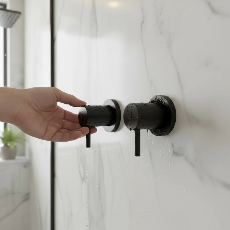 Bathroom Shower Bath Hot and Cold Mixer WATERMARK Certified in Black