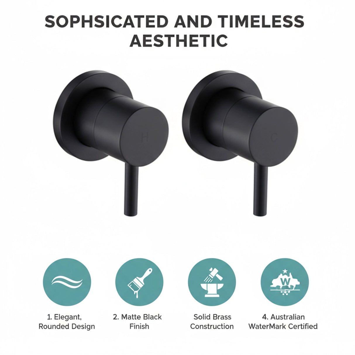 Bathroom Shower Bath Hot and Cold Mixer WATERMARK Certified in Black