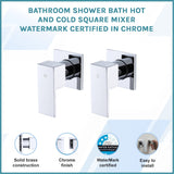 Bathroom Shower Bath Hot and Cold Square Mixer WATERMARK Certified in Chrome