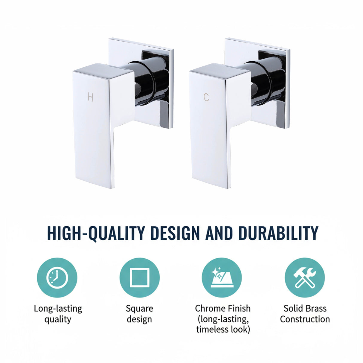 Bathroom Shower Bath Hot and Cold Square Mixer WATERMARK Certified in Chrome