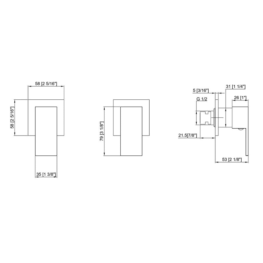 Bathroom Shower Bath Hot and Cold Square Mixer WATERMARK Certified in Black