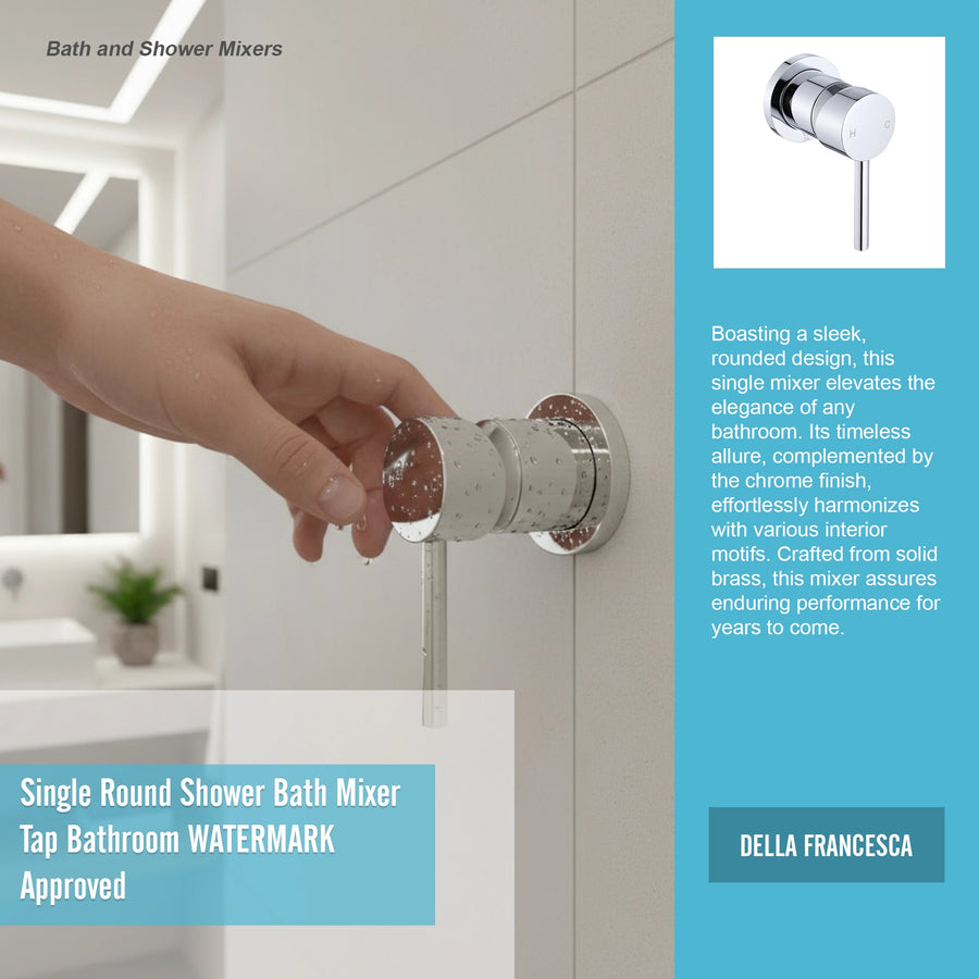 Single Round Shower Bath Mixer Tap Bathroom WATERMARK Approved