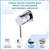 Single Round Shower Bath Mixer Tap Bathroom WATERMARK Approved - Front View