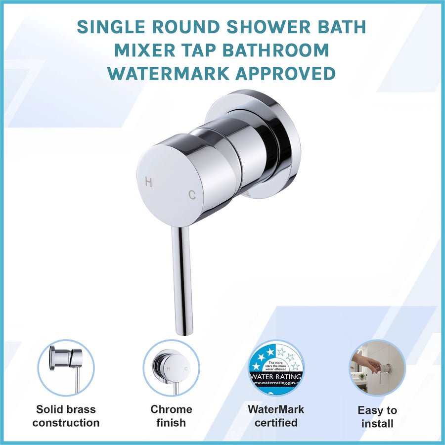 Single Round Shower Bath Mixer Tap Bathroom WATERMARK Approved