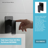Single Square Shower Bath Mixer Tap Bathroom WATERMARK Approved in Black - Extra Image