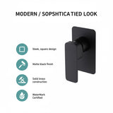 Single Square Shower Bath Mixer Tap Bathroom WATERMARK Approved in Black - Extra Image