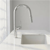 Kitchen Laundry Bathroom Basin Sink Pull Out Mixer Tap Faucet in Chrome - 45-Degree Angle