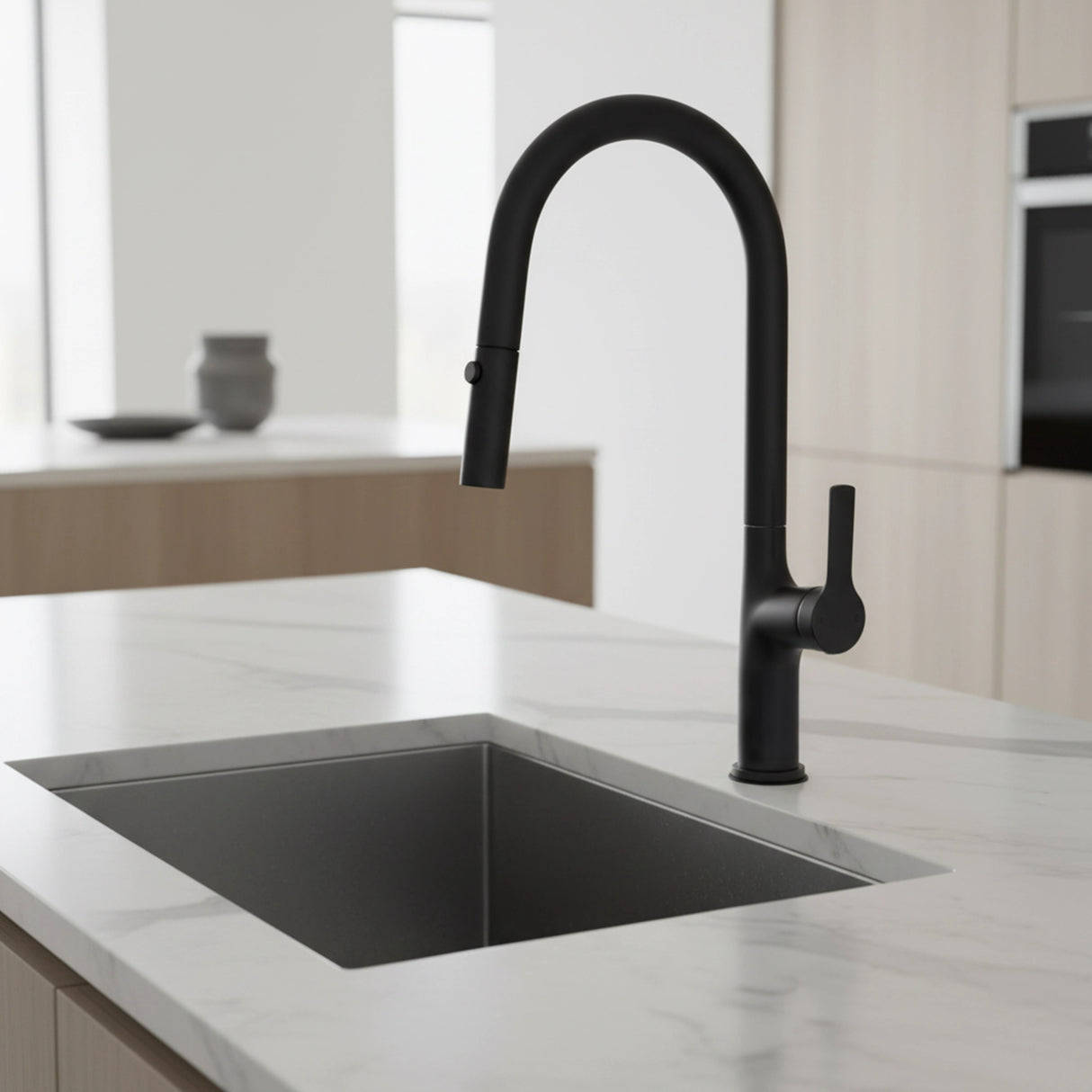 Kitchen Laundry Bathroom Basin Sink Pull Out Mixer Tap Faucet in Black