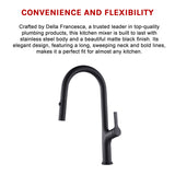 Kitchen Laundry Bathroom Basin Sink Pull Out Mixer Tap Faucet in Black - Low Angle