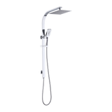 WELS 10" Rain Shower Head Set Square Dual Heads High Pressure with Handheld in Chrome