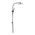 WELS 10" Rain Shower Head Set Square Dual Heads High Pressure with Handheld in Black