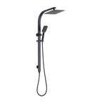 WELS 10" Rain Shower Head Set Square Dual Heads High Pressure with Handheld in Black