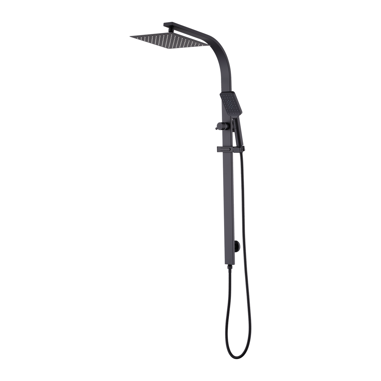 WELS 10" Rain Shower Head Set Square Dual Heads High Pressure with Handheld in Black