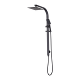 WELS 10" Rain Shower Head Set Square Dual Heads High Pressure with Handheld in Black