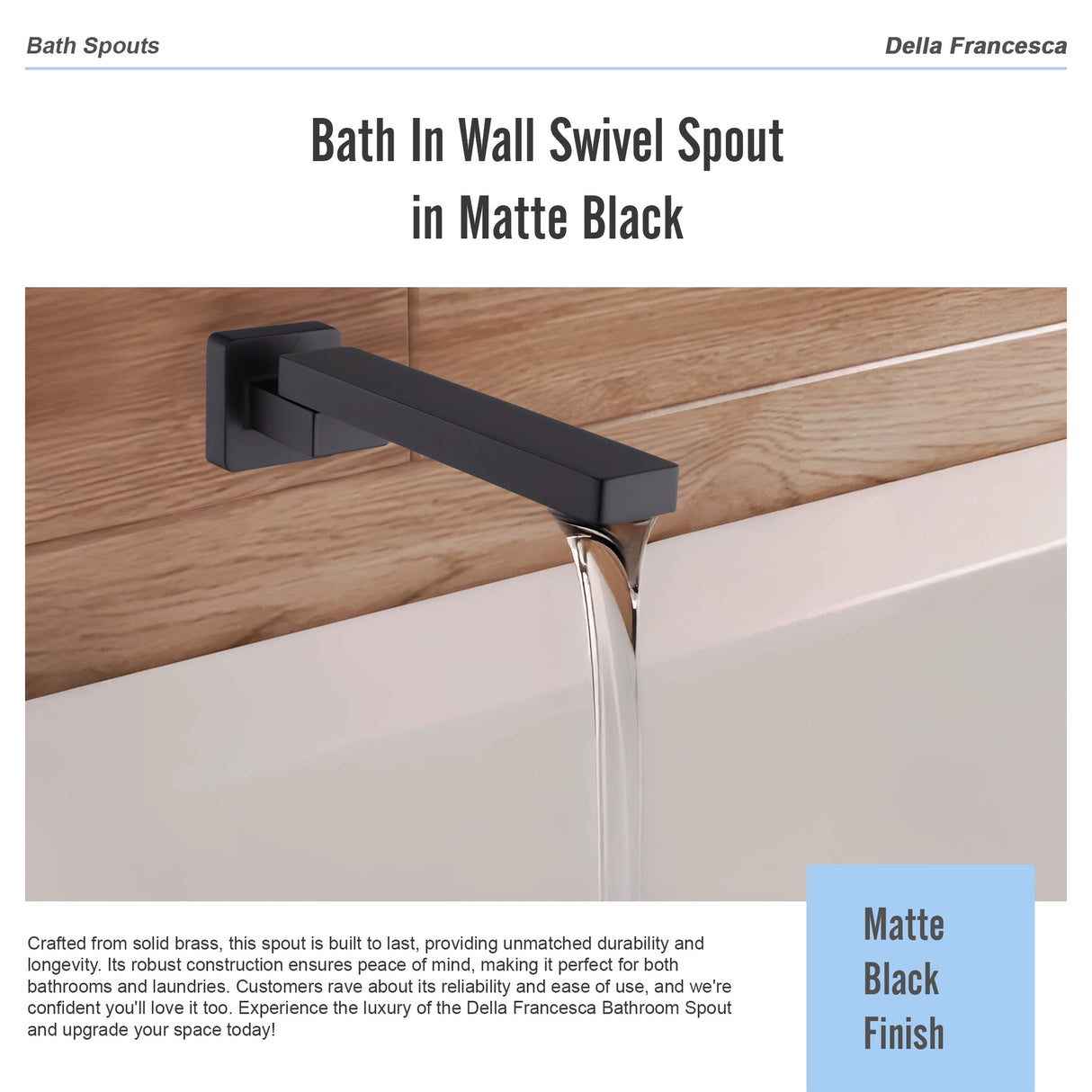 Bath In Wall Swivel Spout in Matte Black