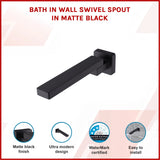 Bath In Wall Swivel Spout in Matte Black - Front View