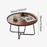 Side Table for Living Room Round Coffee Table - Rear View